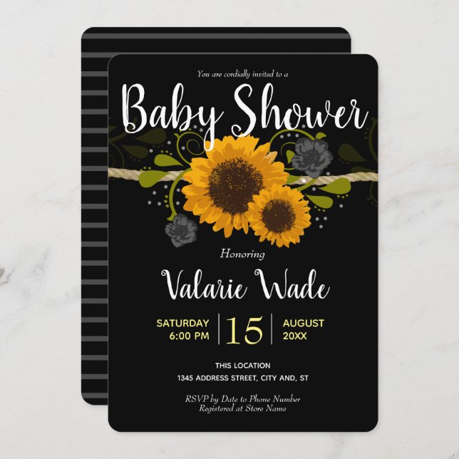 Rustic Country Sunflowers Baby Shower Invitation (Front/Back)