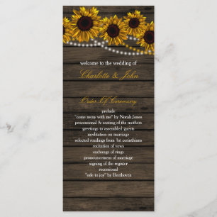 Rustic Country Sunflowers Barn Wood programs Programme