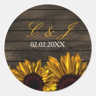 Rustic Country Sunflowers Barn Wood  stickers