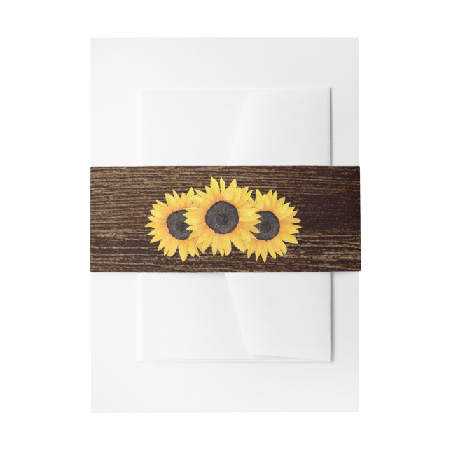 Rustic Country Sunflowers Belly Band Invitation Belly Band (Front Example)
