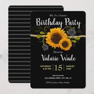 Rustic Country Sunflowers Birthday Party Invitation