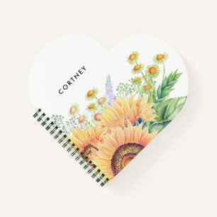 Rustic   Country Sunflowers Custom Gift Notebook