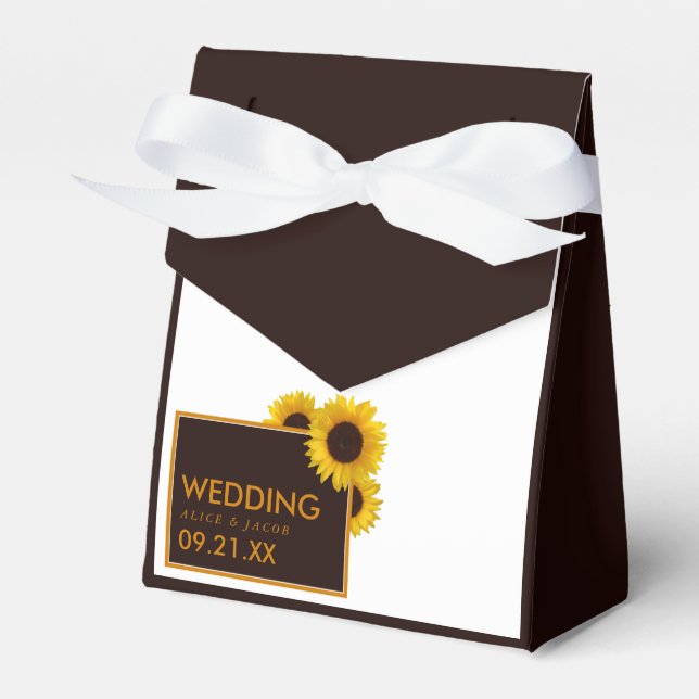 Rustic Country Sunflowers - Floral Wedding Favour Box (Front Side)