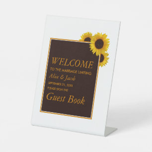 Rustic Country Sunflowers - Floral Wedding Pedestal Sign