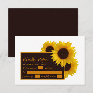Rustic Country Sunflowers - Floral Wedding RSVP Card