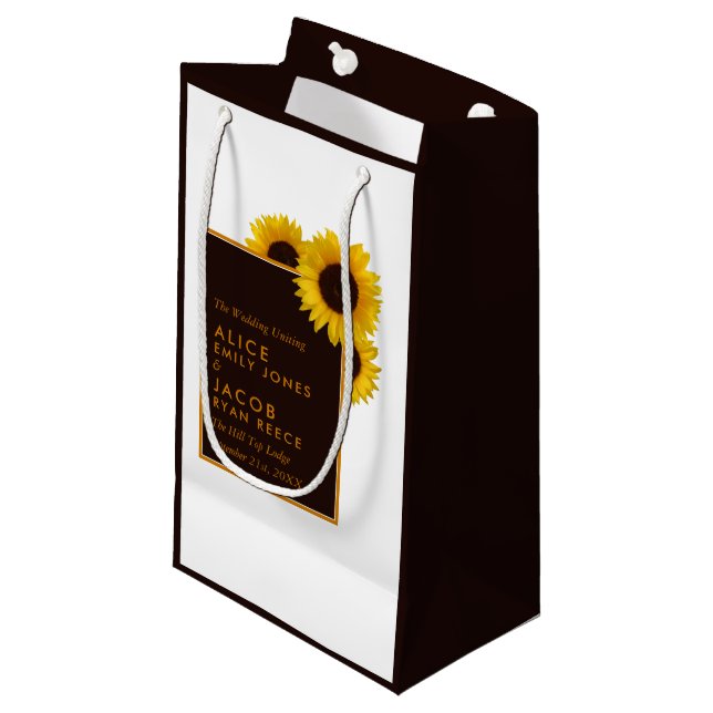 Rustic Country Sunflowers - Floral Wedding Small Gift Bag (Front Angled)