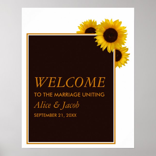 Rustic Country Sunflowers - Floral Wedding Welcome Poster (Front)
