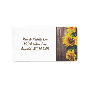 Rustic Country Sunflowers on Barn Wood Address Label