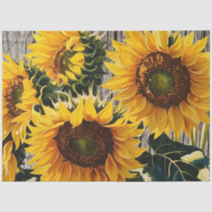 Rustic Country Sunflowers On Barnboard Print Tissue Paper