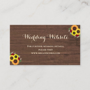 Rustic Country Sunflowers Roses Wedding Website Enclosure Card