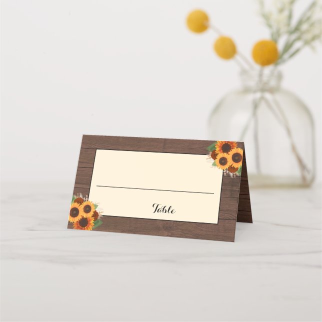 Rustic Country Sunflowers Terracotta Roses Wedding Place Card (Back)