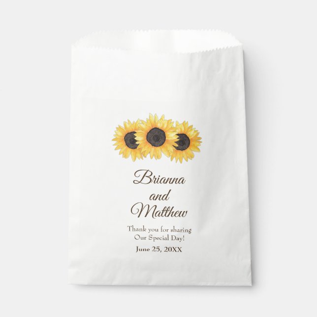 Rustic Country Sunflowers Wedding Favour Bag (Front)