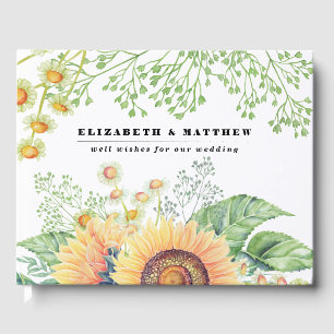 Rustic Country Sunflowers Wedding Guest Book