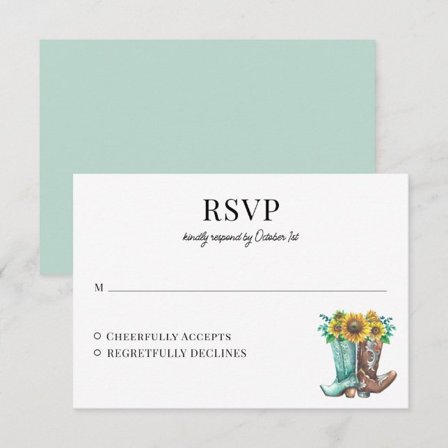 Rustic Country Sunflowers Wedding Response Card (Front/Back)