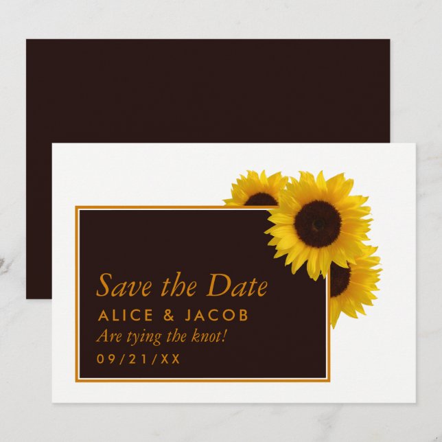 Rustic Country Sunflowers - Wedding Save The Date (Front/Back)