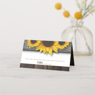 Rustic Country Sunflowers Wedding Table Place Card