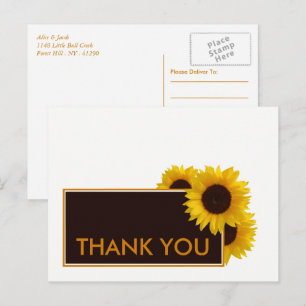Rustic Country Sunflowers - Wedding Thank You Postcard