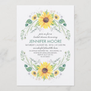 Rustic Country Sunflowers Wreath Bridal Shower Invitation