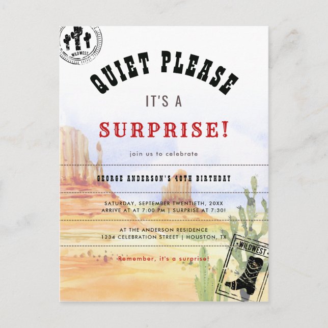 Rustic Country Surprise Birthday Party Invitation (Front)