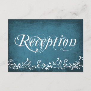 Rustic Country Swirls Blue Reception Cards