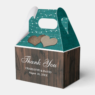 Rustic Country Teal Wedding Thank You Favour Box