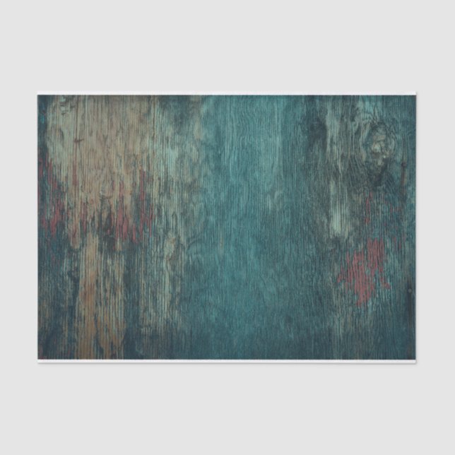 Rustic Country Teal Wood Grain Tissue Paper (Front)