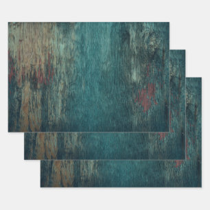 Rustic Country Teal Wood Grain Wrapping Paper Sheet