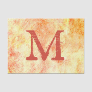 Rustic Country Texture Pale Yellow Rust Monogram Tissue Paper