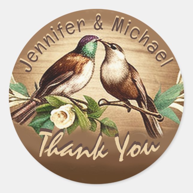 Rustic Country Thank You Classic Round Sticker (Front)