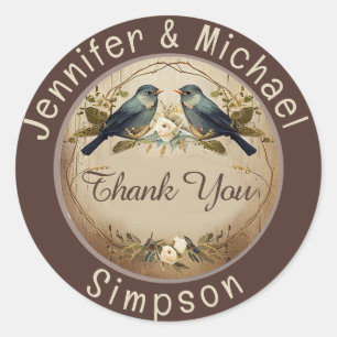 Rustic Country Thank You Classic Round Sticker