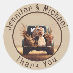 Rustic Country Thank You Classic Round Sticker