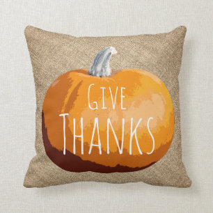 Rustic Country Thanksgiving Pumpkin Cushion
