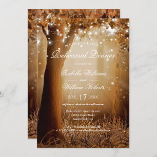 Rustic Country Tree String Lights Rehearsal Dinner Invitation