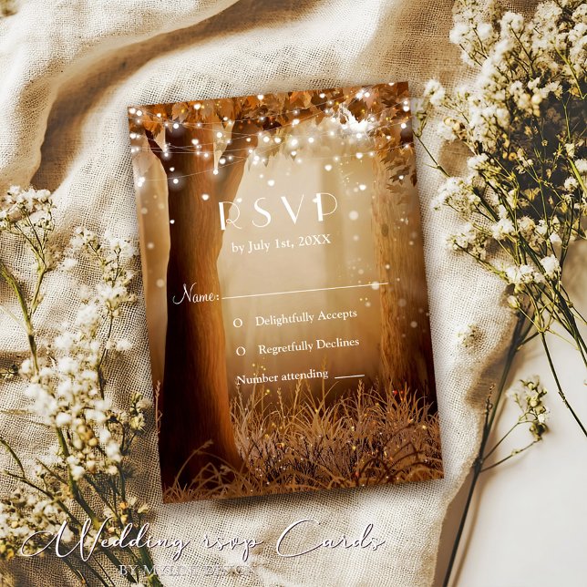 Rustic Country Tree String Lights RSVP Card (Creator Uploaded)
