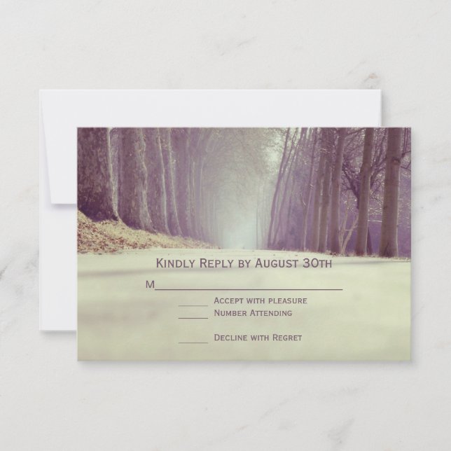 Rustic Country Trees Fall Wedding RSVP Cards (Front)