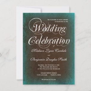 Rustic Country Turquoise Brown Wedding Invitations