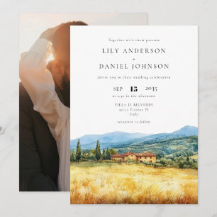 Rustic Country Tuscany Italy Photo Wedding Invitation