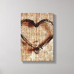 Rustic Country Twine Heart on Burlap Print