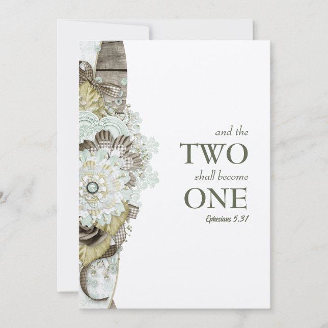 Rustic Country Two Become One Wedding Invitation (Front)