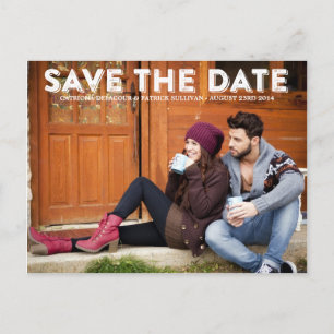 Rustic Country Typography Save the Date Postcard