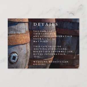 Rustic Country Vineyard Wine Barrel Details card