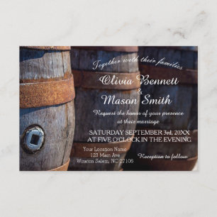 Rustic Country Vineyard Wine Barrel Wedding Card