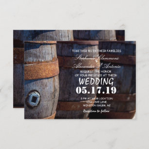 Rustic Country Vineyard Wine Barrel Wedding Card