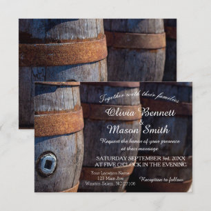 Rustic Country Vineyard Wine Barrel Wedding Card