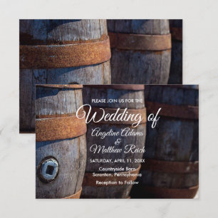 Rustic Country Vineyard Wine Barrel Wedding Card