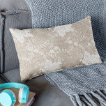 Rustic country vintage beige burlap and white lace lumbar cushion<br><div class="desc">Rustic vintage traditional country farmhouse style lumbar pillow on beige faux burlap featuring a beautiful white transparent lace with a floral pattern.</div>