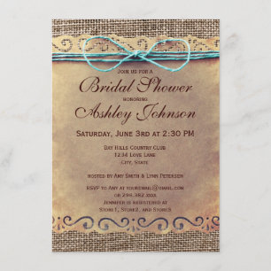 Rustic Country Vintage Bridal Shower Invitations