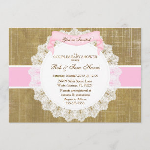 Rustic Country Vintage Burlap Baby Shower Invite