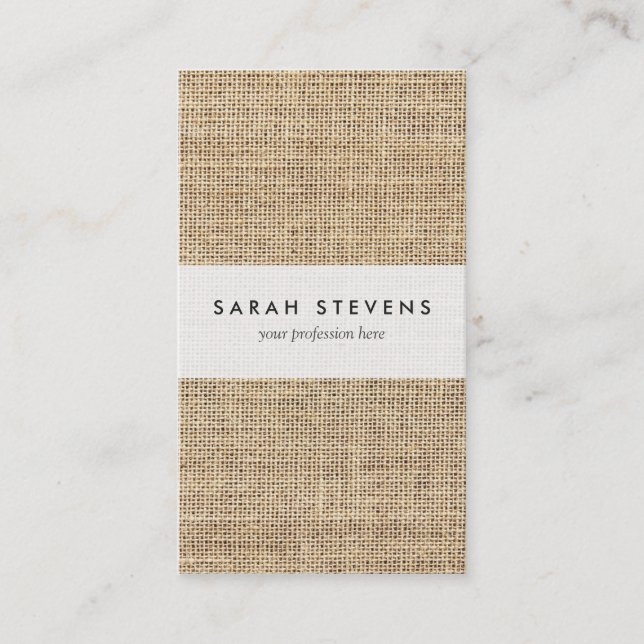 Rustic Country Vintage Burlap Business Card (Front)