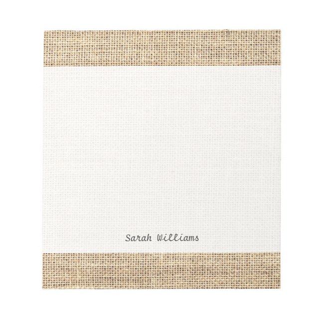 Rustic Country Vintage Burlap Notepad (Front)